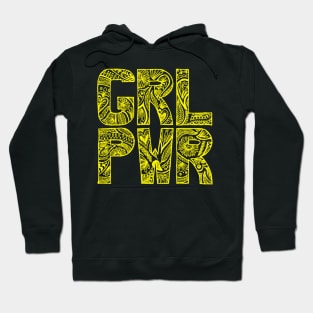 Floral girlpower text in yellow Hoodie